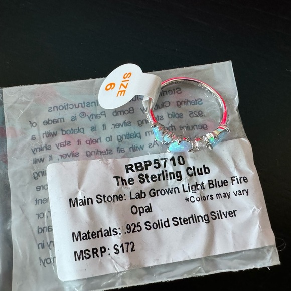 BP Sterling Band with Light Blue Fire Opal (RBP 5710) - Picture 5 of 12